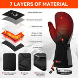 Heated Mittens Gloves for Women Men 3000mAh Electric Rechargeable Waterproof Ski Gloves for Winter Work Skiing Snowboarding Hiking Fishing Camping(L)