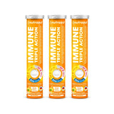 Nutrazul Immune Triple Action Effervescent Tablets - Vitamin C 1000 mg, Vitamin D 400 IU, Zinc 10mg I Orange 20's ( Pack of 3) I Gluten Free, Sugar Free, Lactose Free & Preservative Free I Maintains Immune Function, Healthy Bones, Cartilage, Teeth & Gums