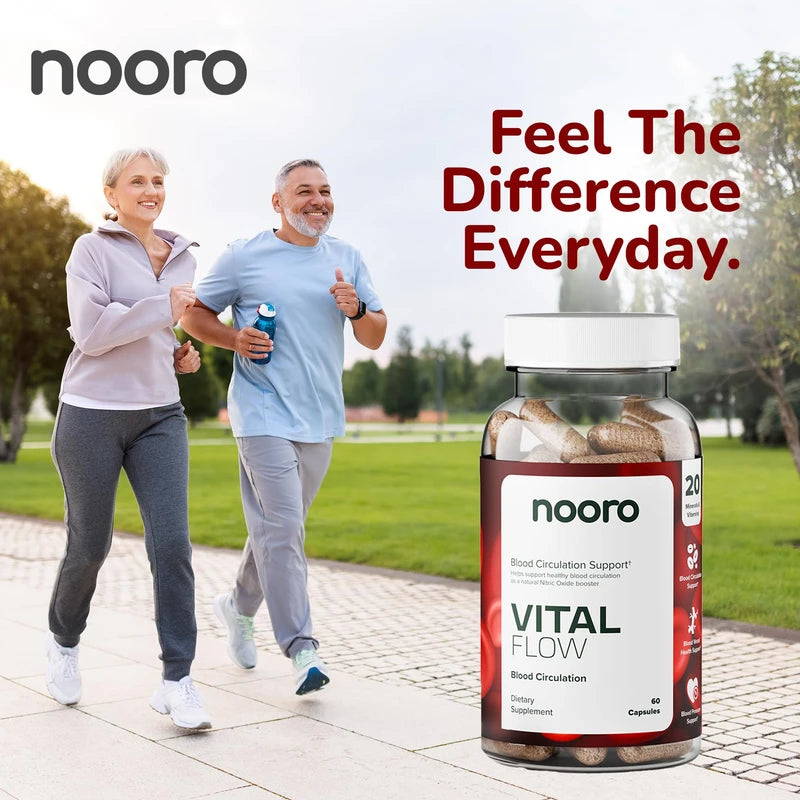 nooro Vital Flow Advanced Blood Circulation Supplement with Nitric Oxide Boost, Vitamin D3, Magnesium, Probiotic Blend, Veins Support Non-GMO and Gluten Free 120 Capsules
