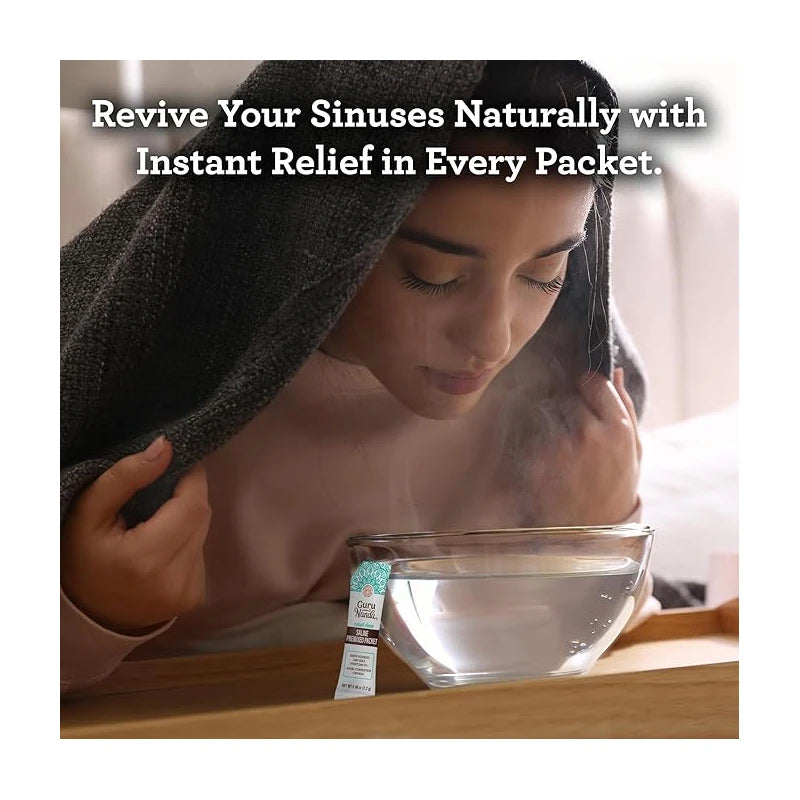 GuruNanda PreMixed Saline Packets for Nasal Rinse (120 Count), All Natural Sinus Rinse Packets to Help with Allergies & Congestion Relief, 0.08oz Each