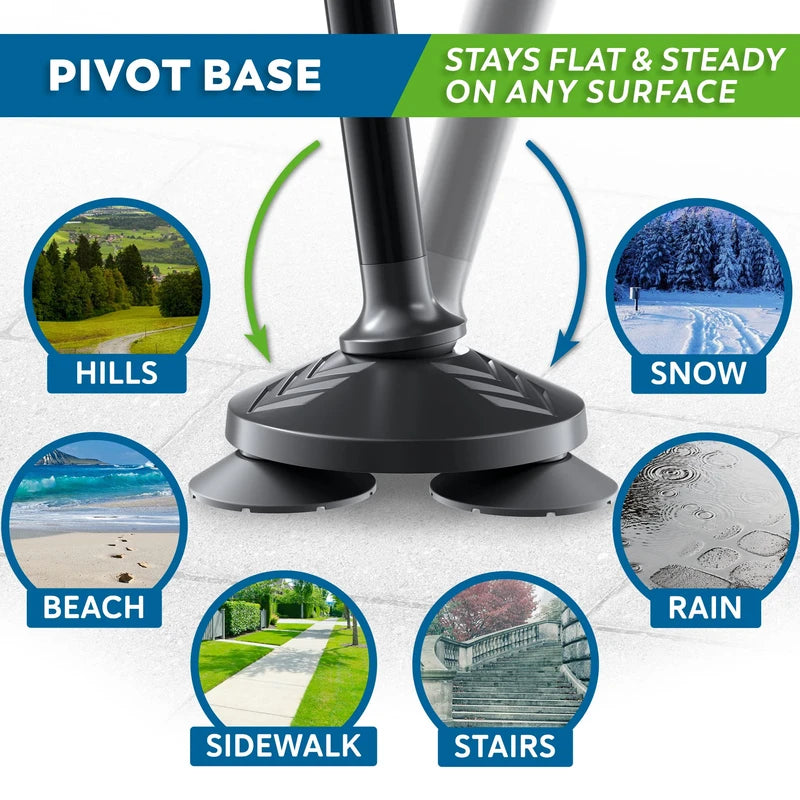 HONEYBULL Walking Cane for Men & Women - Foldable, Adjustable, Collapsible, Free Standing Cane, Pivot Tip, Heavy Duty, with Travel Bag | Walking Sticks for Seniors & Adults [Black]