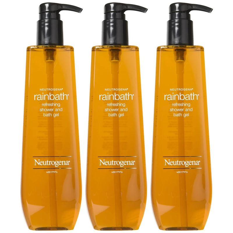 3 Pack Wholesale Lot Neutrogena Rain Bath Refreshing Shower and Bath Gel, 40oz