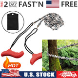 homelife_88 53 Inch Hand Rope Chain Saw Sharp Manual Tree Limb Chain Saw with 68 Teeth