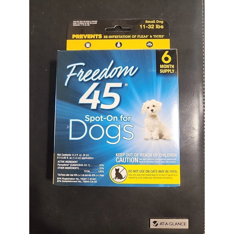 Freedom 45 Spot On Fleas & Ticks Control for Dog Small Medium 11-32 LBS 6 Months