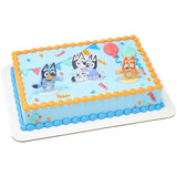 DecoSet® Bluey Dance Mode - Decoración para tartas de 3 piezas con cifras de bingo y azul y magdalenas y calcetines de polietileno, para cumpleaños, fiestas, celebración