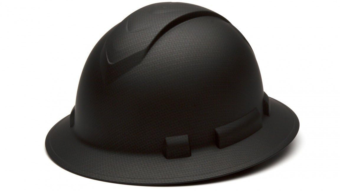Pyramex Ridgeline Full Brim Hard Hat 4 Point Ratchet Matte Black Graphite Pattern