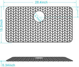 GUUKIN Sink Protectors for Kitchen Sink - 28.4"x 15.2" Silicone Kitchen Sink Mat Grid for Bottom of Farmhouse Stainless Steel Porcelain Sink with Rear Drain（Grey）, 2815B