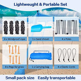 Beach Canopy Beach Tent UPF50+ 11x11 FT Easy to Setup Extra Windproof Rope Sun Shelter Beach Shade Canopy with 4 Stability Poles Outdoor Shade for Beach Camping Family