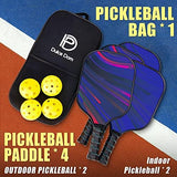DULCE DOM Pickleball Paddles Set of 2/4 - USAPA Approved, Fiberglass Surface Pickleball Racket with 4 Indoor Outdoor Pickleball Balls and Pickleball Bag, Ideal Training Equipment Gift for Men & Women