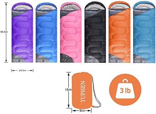 tuphen- Sleeping Bags for Adults Kids Boys Girls Backpacking Hiking Camping Microfiber Liner, Cold Warm Weather 4 Seasons Indoor Outdoor Use, Lightweight & Waterproof
