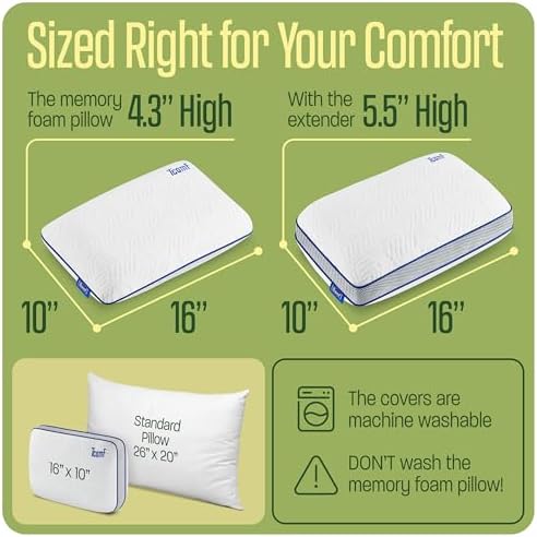 Camping Pillow: Dual Cover, Memory Foam Travel Pillow, Medium Firm Camp Pillow, Camping Pillows for Sleeping, 5 Layers for Support, Small Travel Pillow,Small Portable Pillow 10x16 Inches (White)