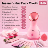 Facial Steamer Spa Kit with Complimentary 17 Skin Care Tools | Face Steamer for Facial Deep Cleaning with Towel Warmer & Humidifier Mode| Self Care Spa Gifts for Women, Mothers Day Gifts for Mom