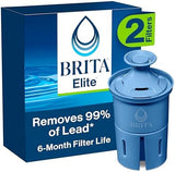 Brita Filter Replacements for Water Pitchers and Dispensers, Elite, NSF Certified to Remove 99% of Lead, 2 Count, Blue