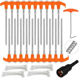 HORUSDY 26 Pack 8.07 Inch Heavy Duty Tent Stakes Tent Pegs Camping Stakes with with 4x13ft Rope & 1 Stopper T Pull Hook