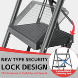 Step Ladder Foldable Folding Stool - for Home Adults Kitchen 3 Stepping Extension Tall Heavy Duty with Handrails - Closet Stepstool Stair Ladders Extendable Stepladder for Indoor House 600Lbs