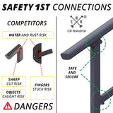 CHR Fence & Rail Hand Rails for Outdoor Steps, 2 Step Handrail & Indoor Stair Railing Kit, Railings for Outdoor Steps and Hand Rails for Seniors for Porch Railing & Deck Hand Rail, 1-2 Step Railing