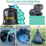 30 Portable Toilet Bags Poo Gel Set, 8 Gallon Camping Toilet Bags with Portable Absorbent Toilet Gel, Urine Powder with Potty Trash Waste Bags for Outdoor Camping, Traveling, Emergency