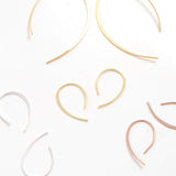 Upside Down Hoop Earrings - 18K Gold Plated Wire Threader Hoops for Women