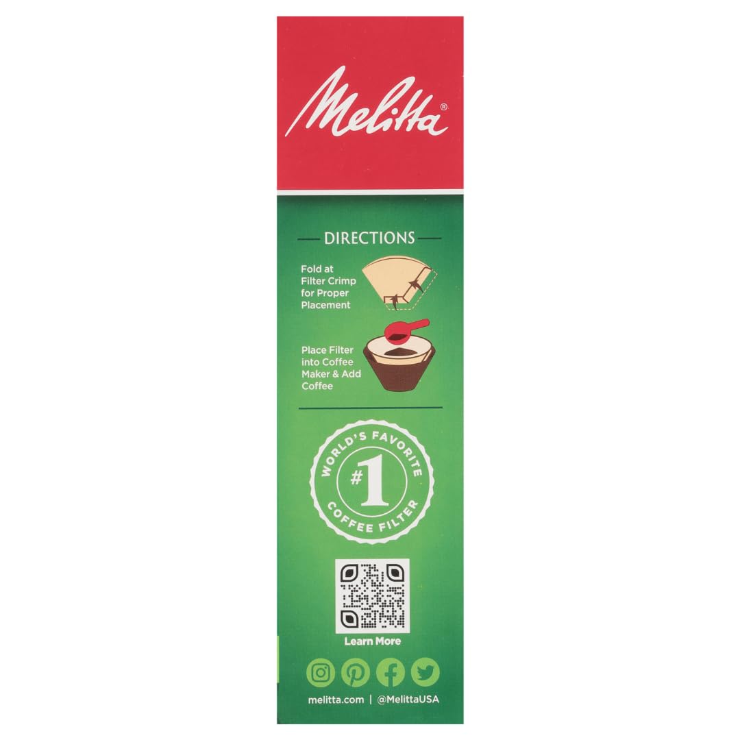 Melitta #4 Unbleached Coffee Filters, Natural Brown Cone Filters, 3-Pack