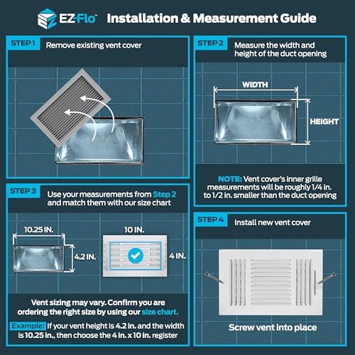 EZ-FLO 30 x 14 Inch (Duct Opening) Return Air Vent Cover for Wall or Ceiling, Solid Steel Return Air Grille, HVAC Vent Cover, White, 61650