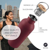 Bambaw Non-insulated 32 oz Water Bottle, Reusable Water Bottle Red, Single Wall Stainless Steel Water Bottle, Travel Water Bottle 32oz, Metal Water Bottle with Handle – Red Berry