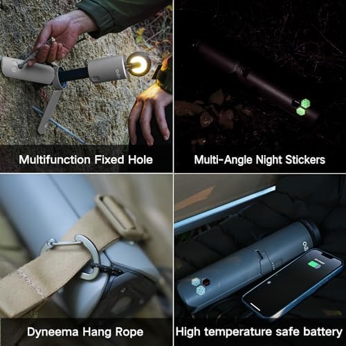 Camping Light Telescopic, Collapsible Magnetic Camping Lantern with 12000mAh Battery, Telescoping IPX6/IPX7 Waterproof Flashlights, Camping Lamp for Emergency, Camping, Hiking (Desert Yellow)