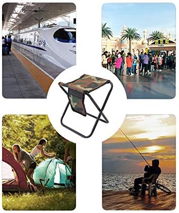 Mini Portable Folding Stool, Camping Fishing Stool for Adults Fishing Hiking Gardening and Beach with Carry Bag, Hold Up to 450lbs(Camouflage)