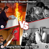 Emergency Fire Blanket for Home Kitchen -40"x40"- Flame Fiberglass Fire Blankets for House Camping Car Office School Emergency Survival Safety - with Blanket Hook and Glove (1-pcs)