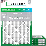 Filterbuy 16.38x21.5x1 Air Filter MERV 8 Dust Defense (4-Pack), Pleated HVAC AC Furnace Air Filters Replacement (Actual Size: 16.38 x 21.50 x 0.75 Inches)