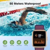 Fitness Tracker Watch with Heart Rate Monitor, Large Screen Activity Tracker with Pedometer, Sleep Monitor, Calories & Step Counter, 5ATM Waterproof Smart Watch for Women Men Fitness Watch for Sports