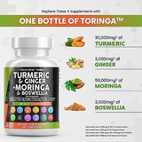 Turmeric Curcumin 30000mg Ginger 3000mg Moringa 50000mg Boswellia Saffron 2000mg - Joint Support Supplement for Women and Men with Ceylon Cinnamon, Quercetin, Tart Cherry Made in USA 120 Caps