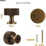 RZDEAL Antique Brass Cabinet Knobs Pulls, Solid Brass Cabinet Drawer Dresser Retro Knobs Traditional Handles(1-1/8"x1-1/8/28mmx28mm), 4 Pack