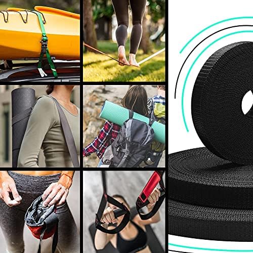 TECEUM 1" & 1.5" & 2" Webbing – 10 25 50 Yards – 40+ Colors – Heavy Duty 1 Inch 1.5 Inch 2 Inch Webbing for Climbing Outdoors Indoors Crafting DIY