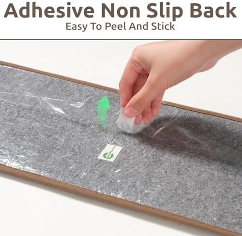 PADOOR Stair Treads Landing Mat Non Slip for Wooden Steps Indoor, 3D Peel and Stick Stair-Carpet Treads Washable Reusable Adhesive Stair Rugs for Kids and Dogs 31"x31" Brown