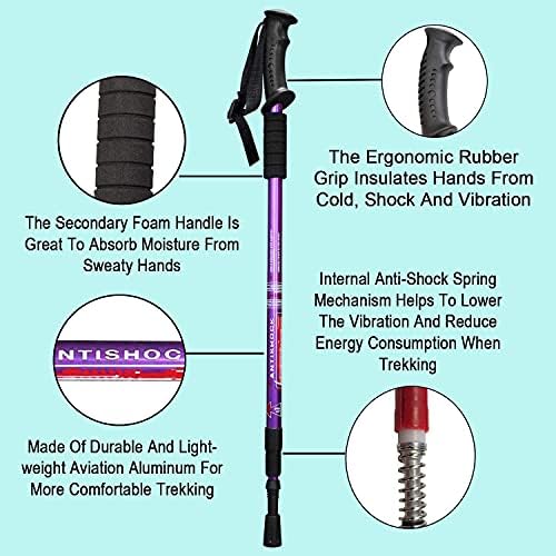 Aihoye Collapsible Trekking Poles - 2 Pack, Lightweight, Anti-Shock Walking Sticks - Adjustable for Men and Women