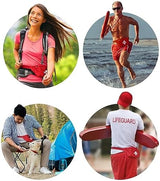 Lifeguard Fanny Pack Red with Whistle Lanyard - Baywatch Style First Aid Hip Pack, Adjustable Strap, Cross Logo + Zipper Pouch, 10 Pack