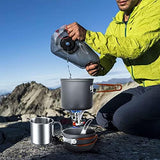 Odoland 8pcs Camping Cookware Mess Kit, Camping Pot and Pan Set with Mini Backpacking Stove, Stainless Steel Cup, Spork and Tank Bracket, Cooking Gear for Outdoor, Hiking, Picnic, Campfire