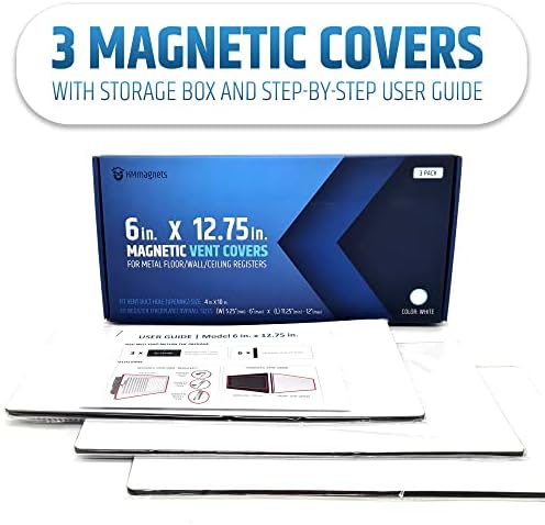 Powerful Magnetic Vent Covers (3-Pack) That Will Never Fall Off (Upgraded Design) - for Sealing Floor/Wall/Ceiling Registers of Width 5.25" to 6", Length 11.25" to 12" | Vent Not Included | White