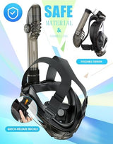 Greatever G2 Full Face Snorkel Mask with Latest Dry Top System,Foldable 180 Degree Panoramic View Snorkeling Mask with Camera Mount,Safe Breathing,Anti-Leak&Anti-Fog