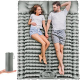Double Sleeping Pad Self-Inflating 4" Thick for 2 Person Camping - Built-in Foot Pump, Ergonomic Pillow & Ultra-Portable Design for Backpacking, Hiking, Tent Use
