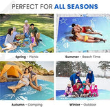 Lightweight Beach Blanket - Oversized 107" x 77" - Waterproof Sandproof - Double Anchored for Fun Leisure Beach Blanket - with Stake and Pouch - Durable Sand Beach Mat