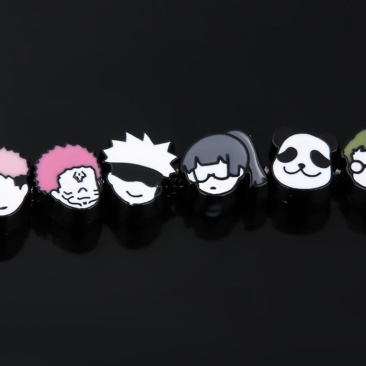 SONGCHANGJEWELRY DIY JJK Charm Bracelet Gifts – 9 Mini Anime Faces in Chibi Style – Gojo, Yuji, Sukuna, Panda & More – Removable Alloy Chain for Fans and Collectors