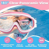 Vvinca Kids Goggles with Comfort Fabric Strap, Kids Swim Goggles Wide View Anti-Fog/UV No Leaking Swimming Goggles for 3-14