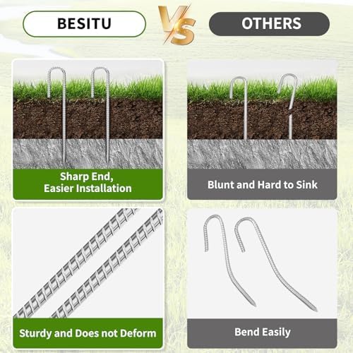 12 inch Fence Stakes Heavy Duty 50-Pack J Hook Rebar Ground Stakes Anchor Galvanized Tent Stakes for Outdoor Decorations Inflatables Metal Stakes for Wire Fencing