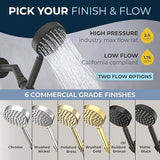 HammerHead Showers® ALL METAL Handheld Shower Head with Hose and Brass Holder - MATTE BLACK - 2.5 GPM High Pressure Shower Heads with Adjustable Shower Wand Bracket - 6ft Flexible Extension