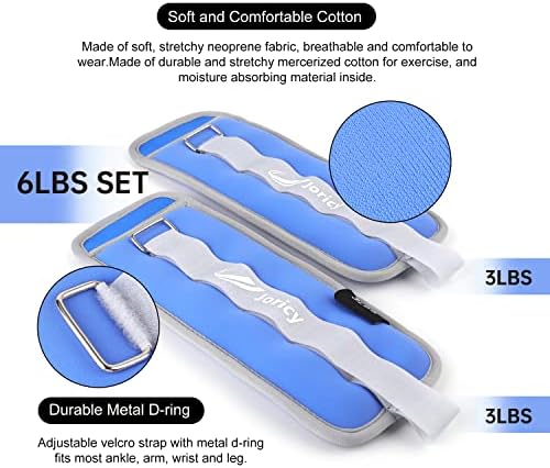 Ankle Weights A Pair of 1/2/3/4/6/8/10/12/20 LBS Wrist Leg Arm Weights for Women Men kids child with Adjustable Straps, Strength weighted for Physical Therapy Running Walking Fitness Gym Workout