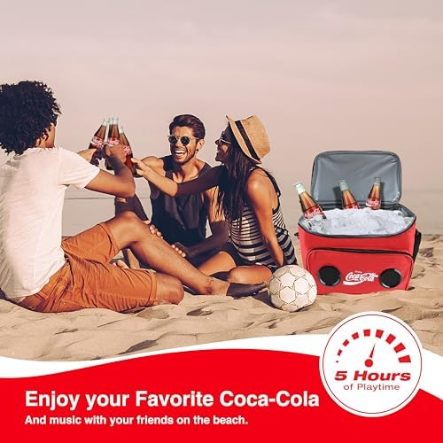 Cooler Bag with Built-in Bluetooth Stereo Speakers, Multi-Zipped Pockets, 24 Can Capacity, Adjustable Shoulder Strap, 12 Hours of Insulated Cooling and Freshness, for Camping, Fishing, Beach