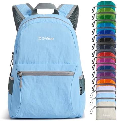 G4Free 20L Lightweight Packable Backpack Travel Hiking Daypack Foldable Backpack for Men Women(Light Blue)