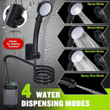Portable Shower for Camping, [Long-Lasting] Spopal 6000mAh Rechargeable Camping Shower with Intelligent LED Display, 4 Spray Modes, IPX7 Waterproof Outdoor Camp Pump for Hiking, Travel, Car, Pet