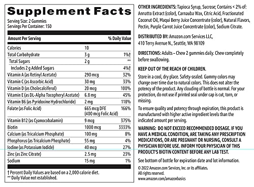 Amazon Basics Women's Multivitamin, Mixed Berry Flavor, Vegetarian & Gluten-Free, 300 Gummies (150 Servings) (Previously Solimo) (Pack of 3)